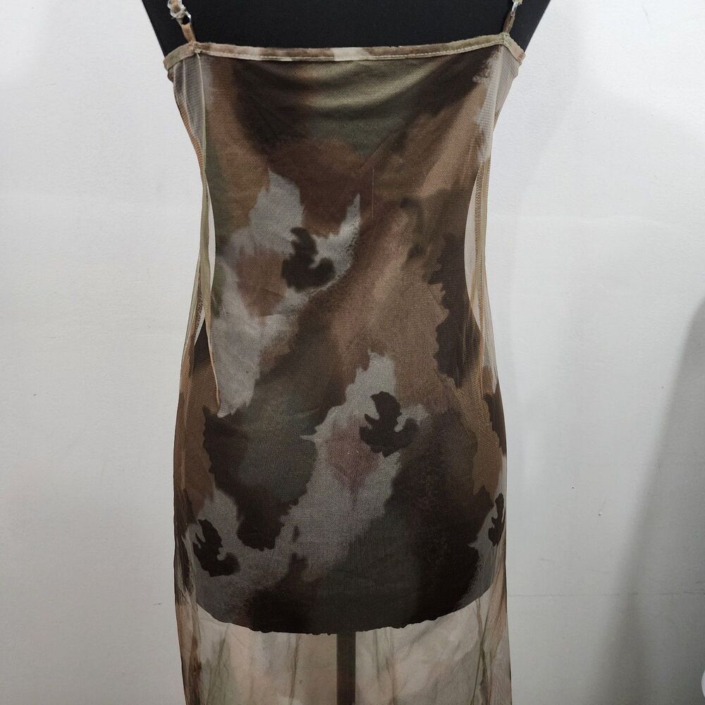 Sheer Mesh Camo-print Sleeveless midi dress Stretch Womens Size S/M - Picture 10 of 16